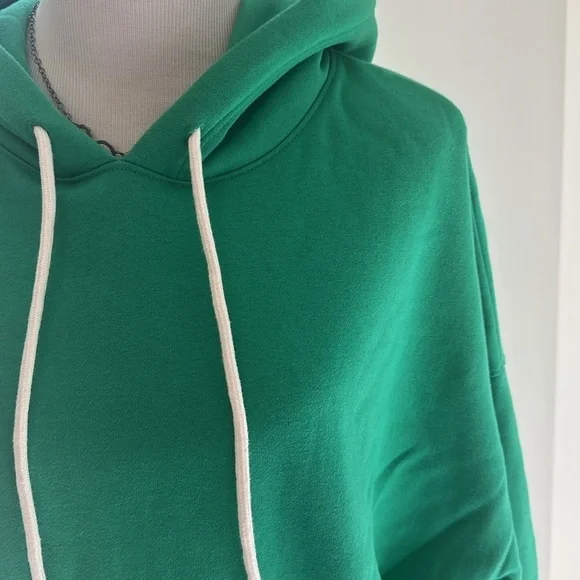 GAP Bright Green Vintage Cropped Drop Shoulder Hoody, Medium, Like New - Picture 4 of 10